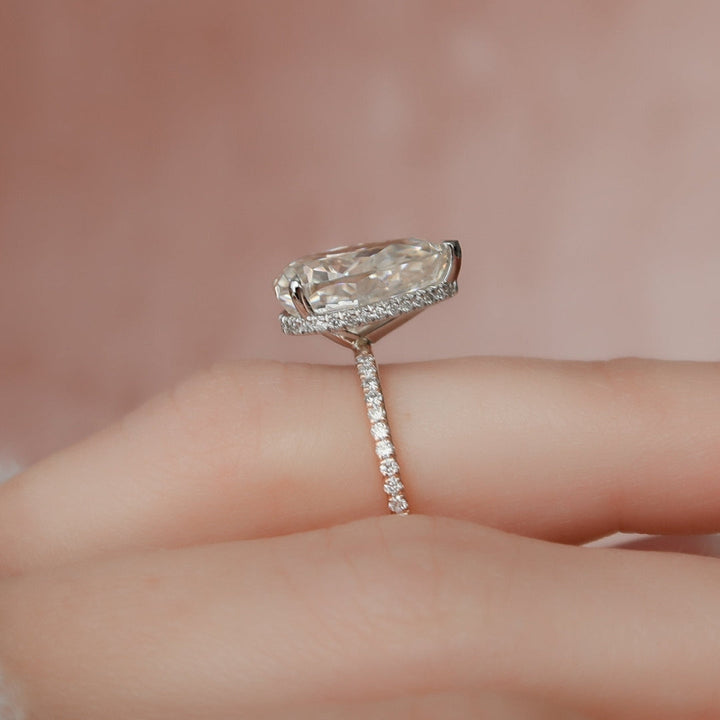 Moissanite 3.50 CT Pear Cut Diamond Art Nouveau Handmade Ring