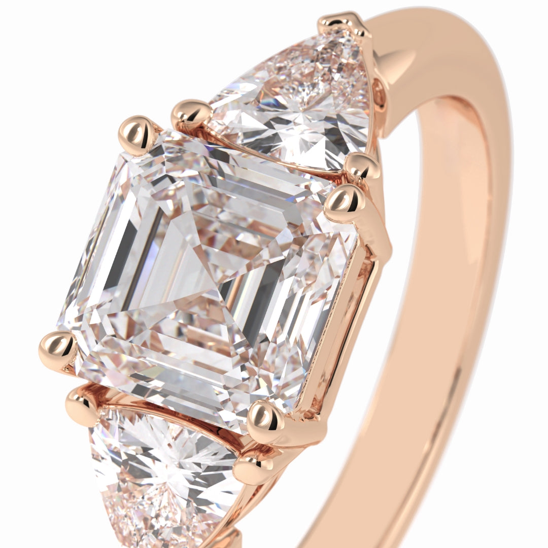 Lab Grown 3.71 CT Asscher Cut Diamond Avant Garde Anniversary Ring