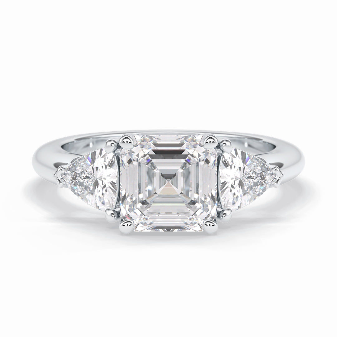 Lab Grown 3.71 CT Asscher Cut Diamond Avant Garde Anniversary Ring