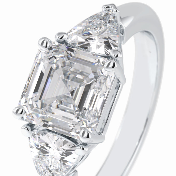 Lab Grown 3.71 CT Asscher Cut Diamond Avant Garde Anniversary Ring