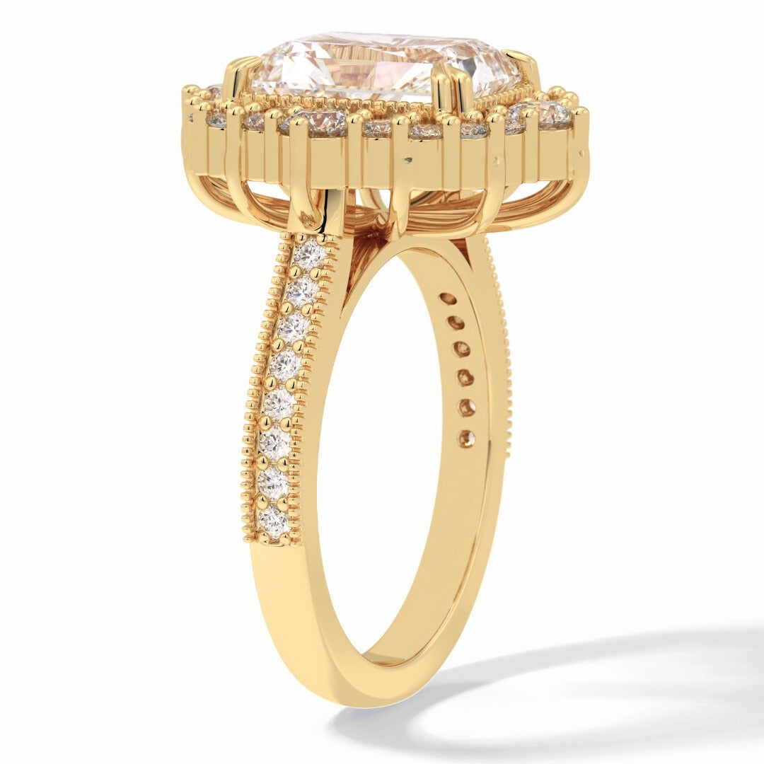 Lab Grown 4.68 CT Radiant Cut Diamond Art Deco Anniversary Ring