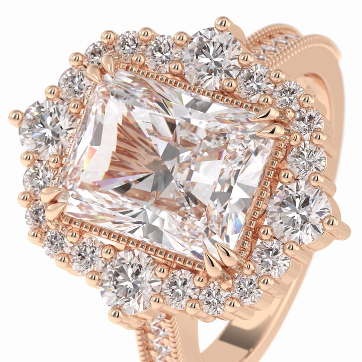 Lab Grown 4.68 CT Radiant Cut Diamond Art Deco Anniversary Ring