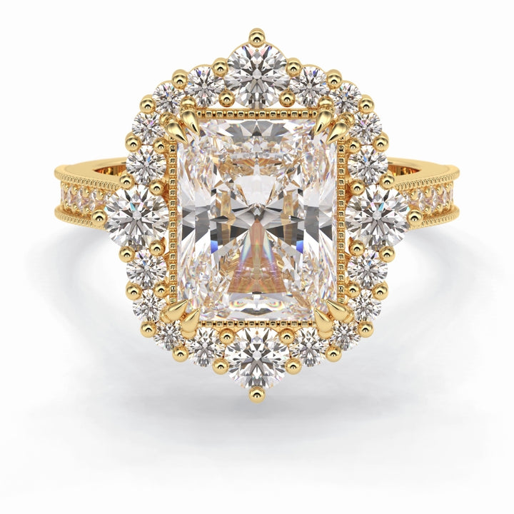 Lab Grown 4.68 CT Radiant Cut Diamond Art Deco Anniversary Ring