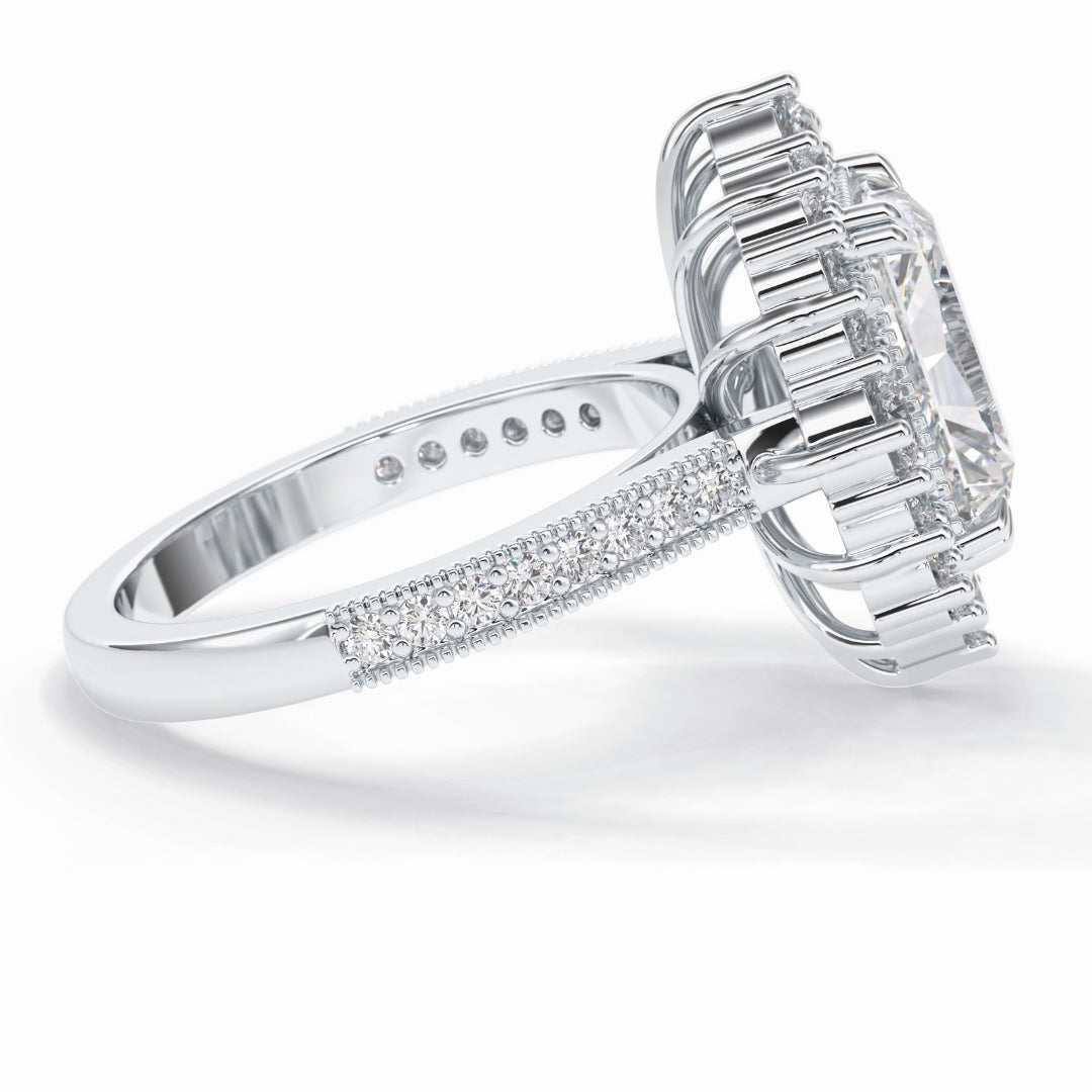 Lab Grown 4.68 CT Radiant Cut Diamond Art Deco Anniversary Ring