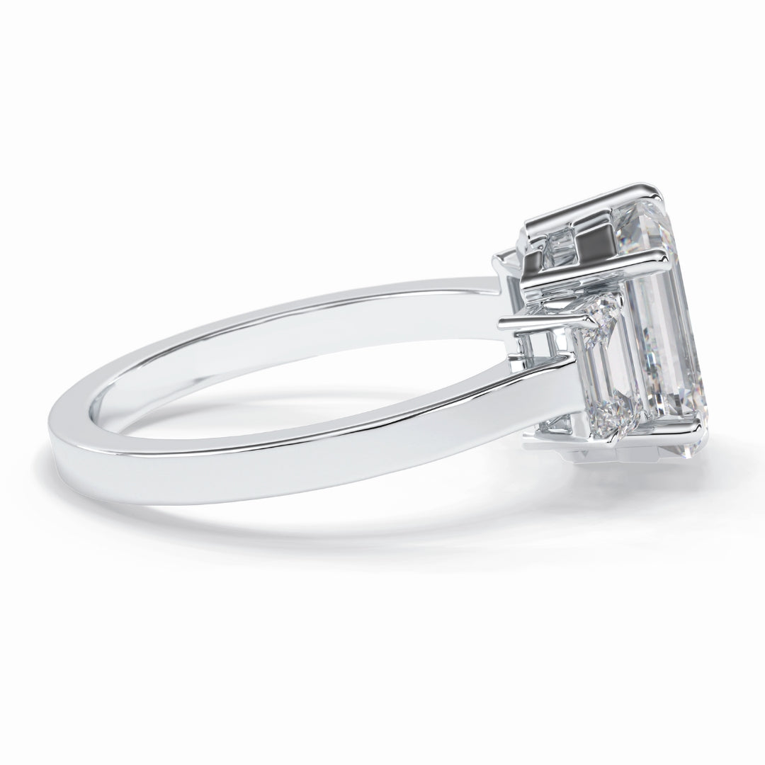 Lab Grown 3.08 CT Emerald Cut Diamond Art Nouveau Handmade Ring