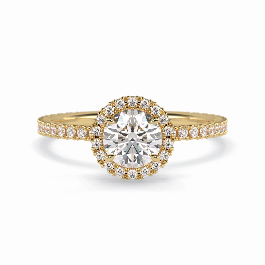 Lab Grown 1.20 CT Round Cut Diamond Mid-Century Engagement Ring