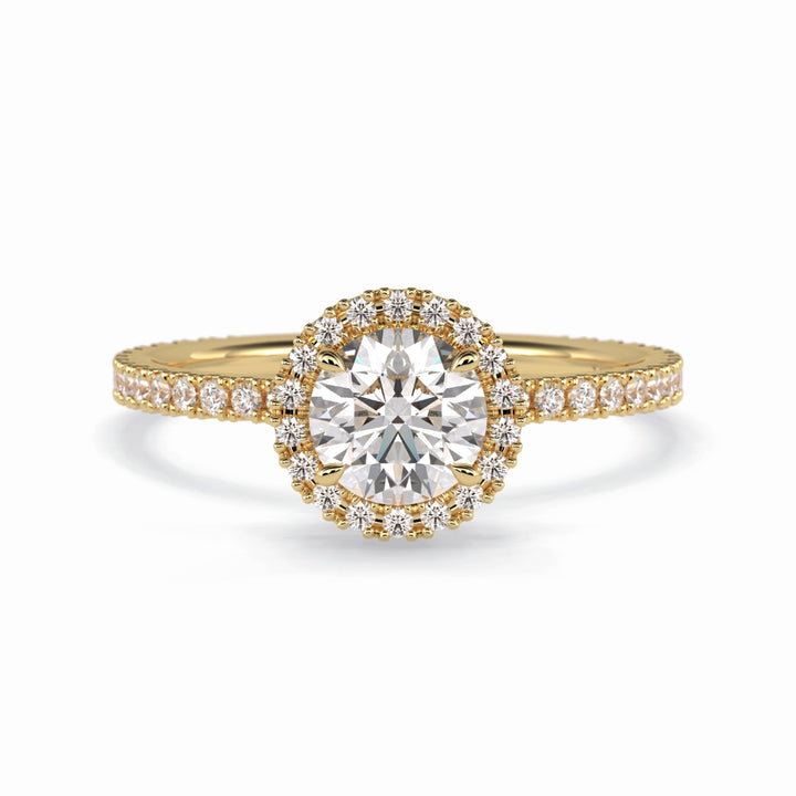 Lab Grown 1.20 CT Round Cut Diamond Mid-Century Engagement Ring