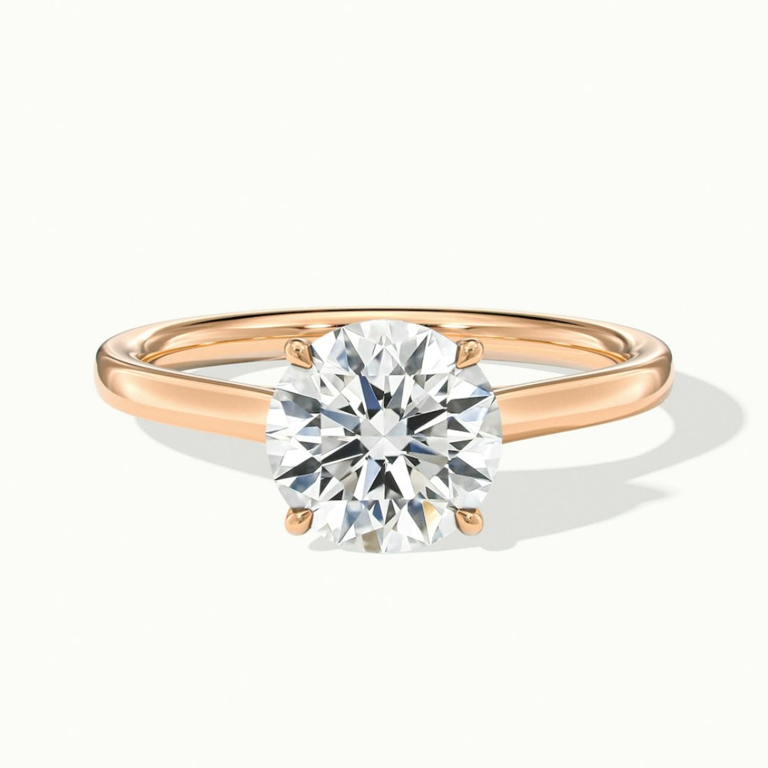 Lab Grown 1.24 CT Round Cut Diamond Minimalist Handmade Ring