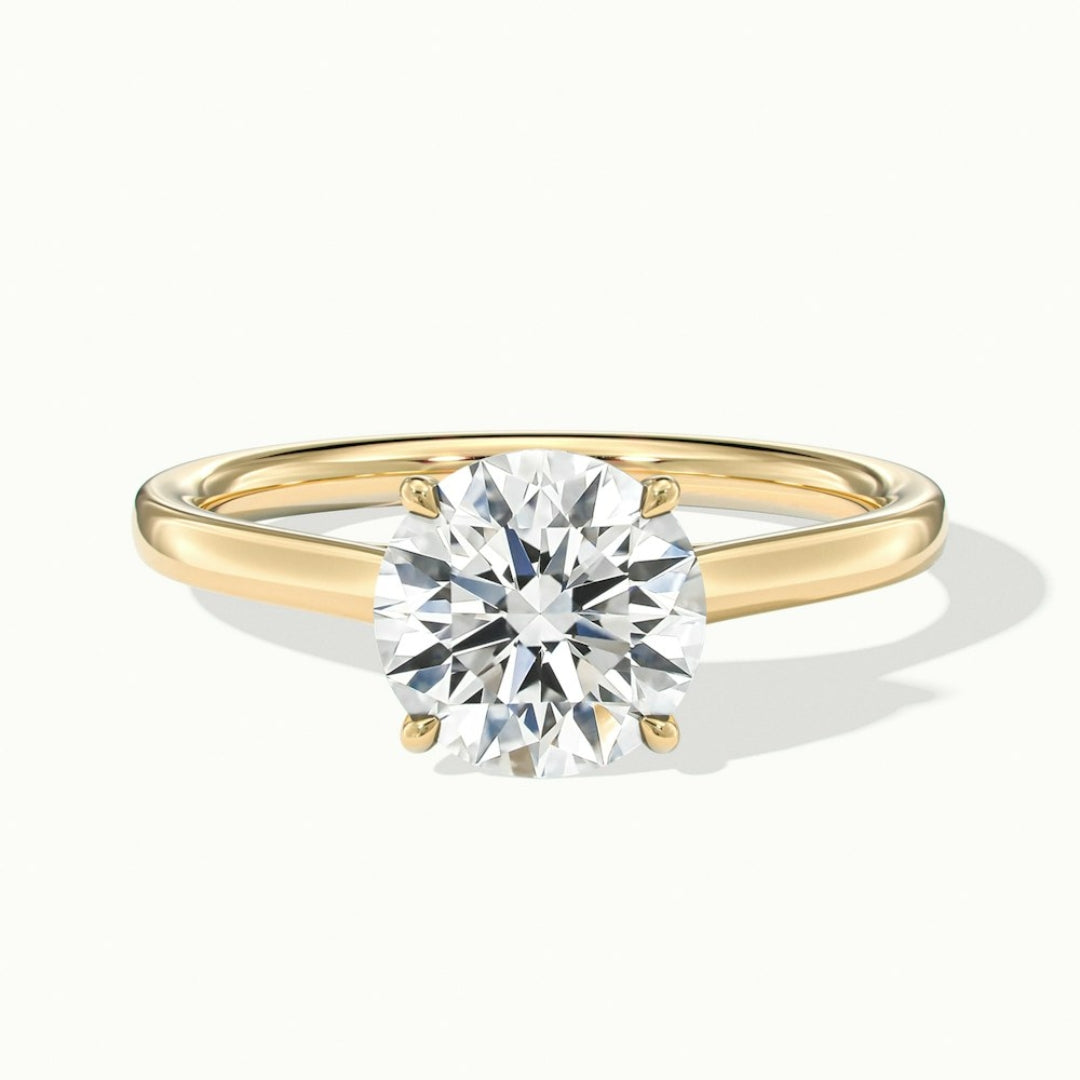 Lab Grown 1.24 CT Round Cut Diamond Minimalist Handmade Ring