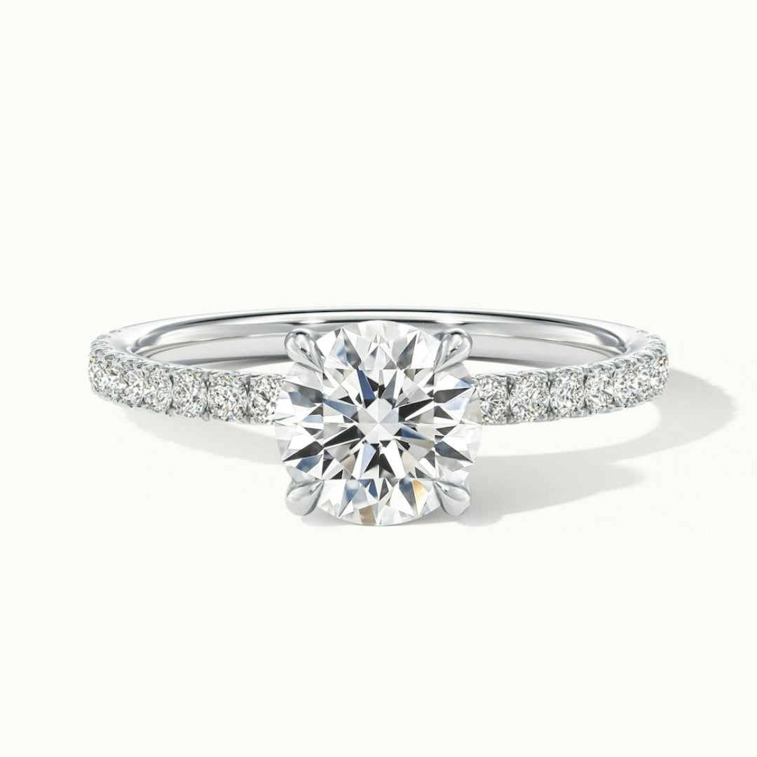 Lab Grown 2.16 CT Round Cut Diamond Art Nouveau Engagement Ring