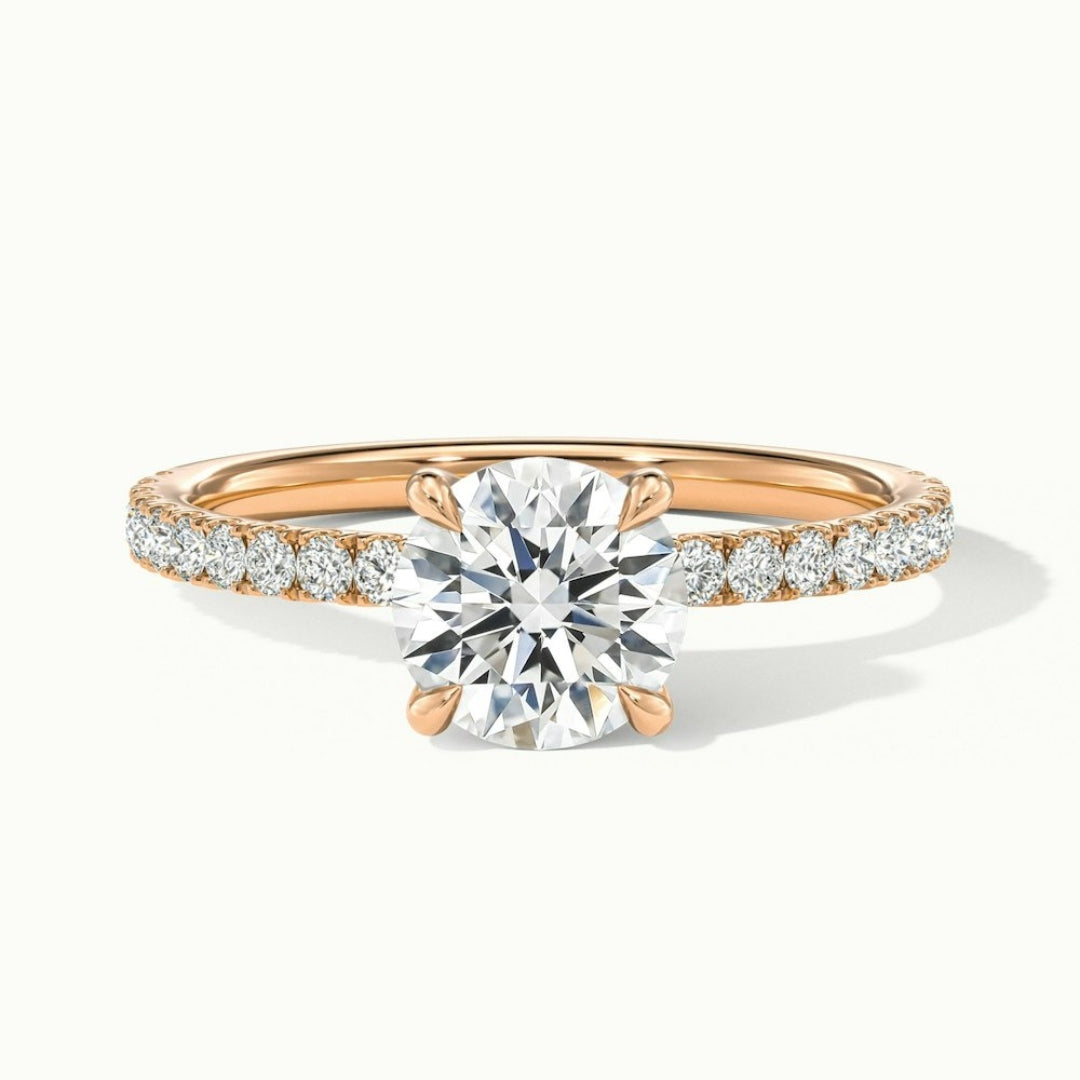 Lab Grown 2.16 CT Round Cut Diamond Art Nouveau Engagement Ring