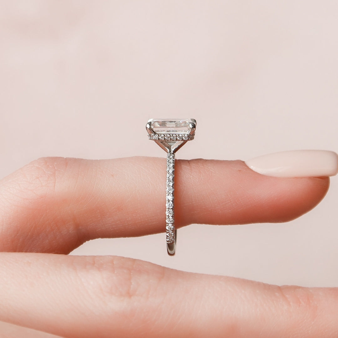 Moissanite 2.50 CT Emerald Cut Diamond Minimalist Wedding Ring