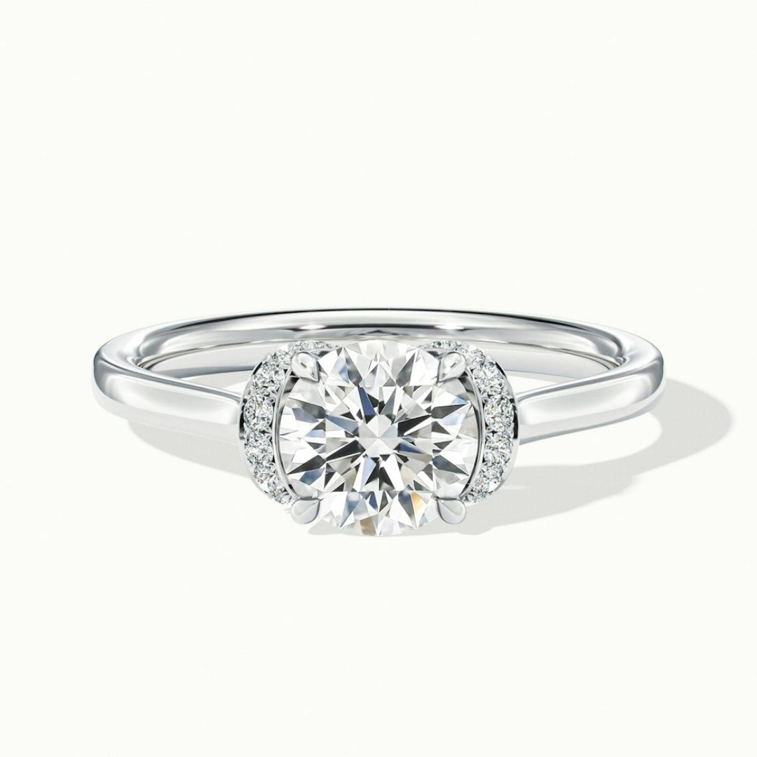 Lab Grown 1.72 CT Round Cut Diamond Art Nouveau Engagement Ring