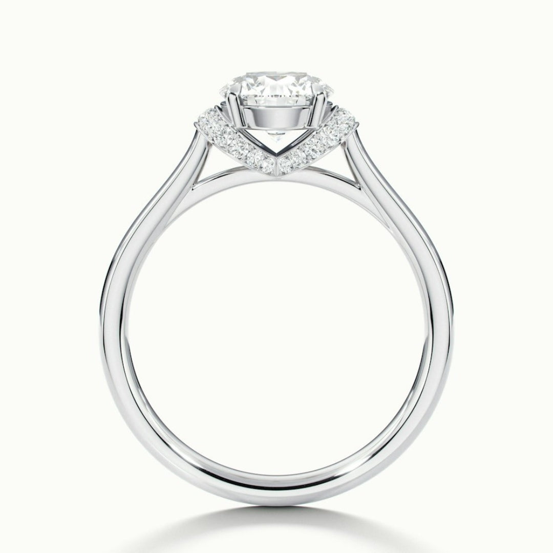 Lab Grown 1.72 CT Round Cut Diamond Art Nouveau Engagement Ring