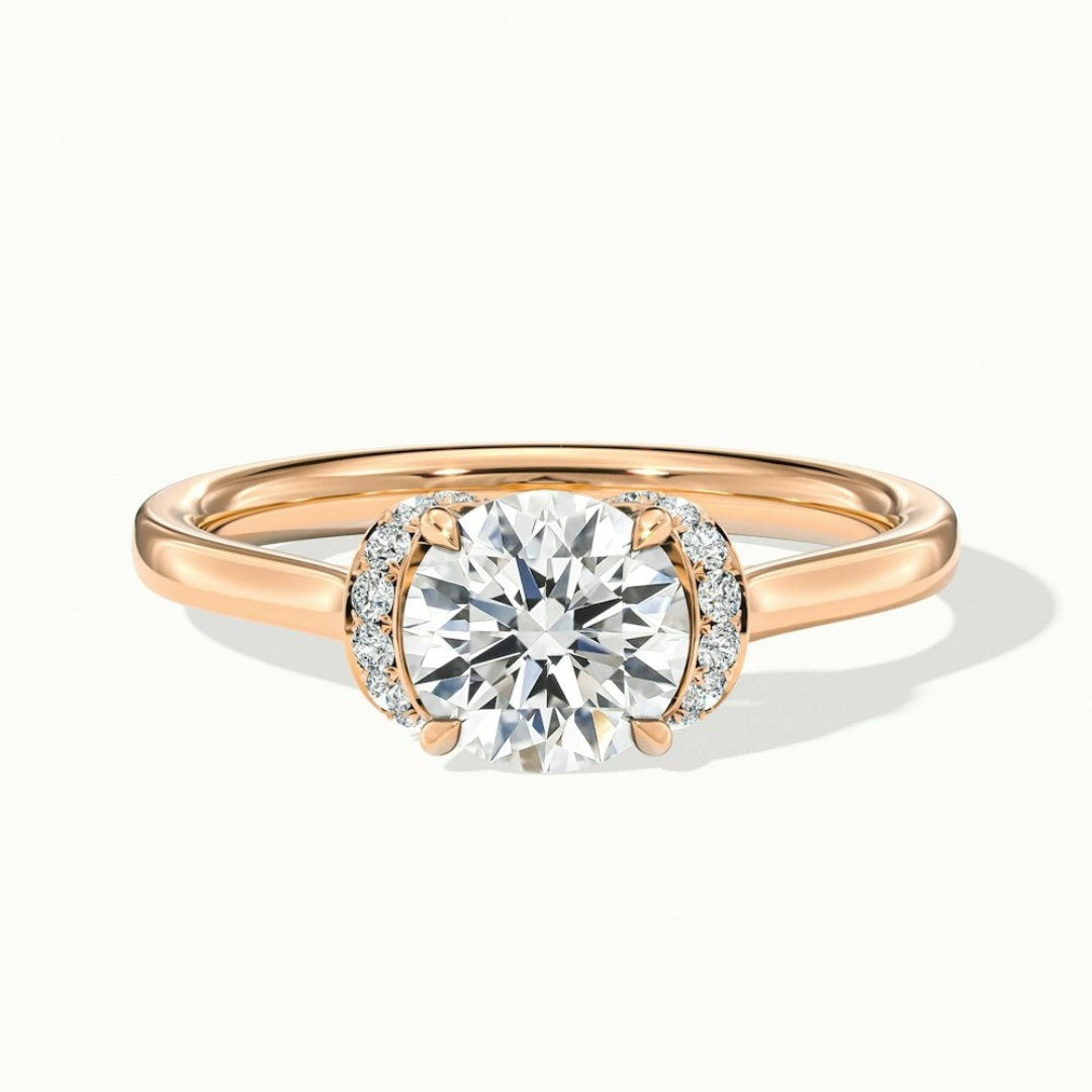 Lab Grown 1.72 CT Round Cut Diamond Art Nouveau Engagement Ring