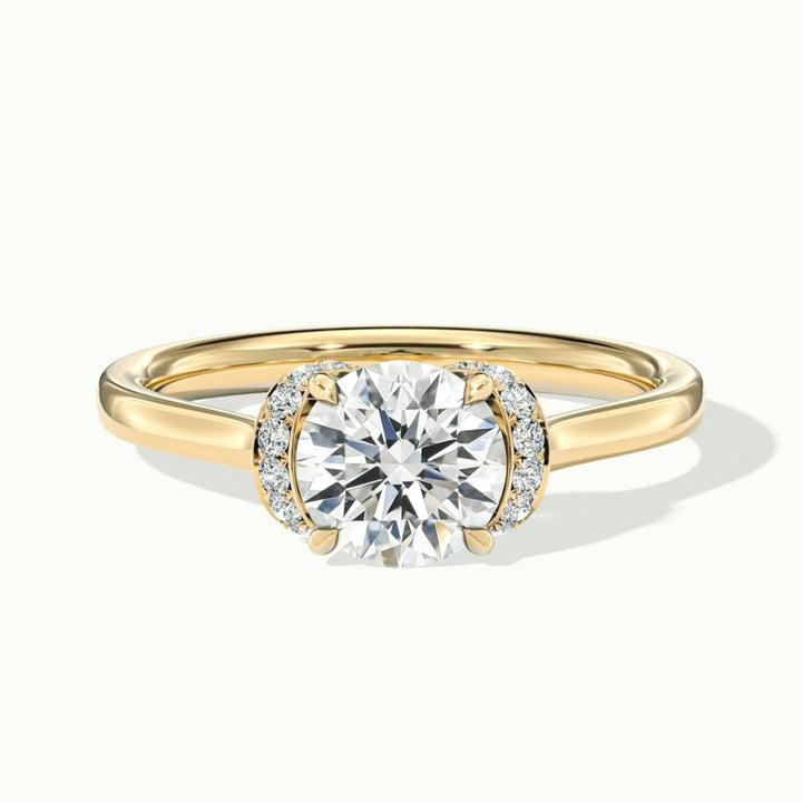 Lab Grown 1.72 CT Round Cut Diamond Art Nouveau Engagement Ring