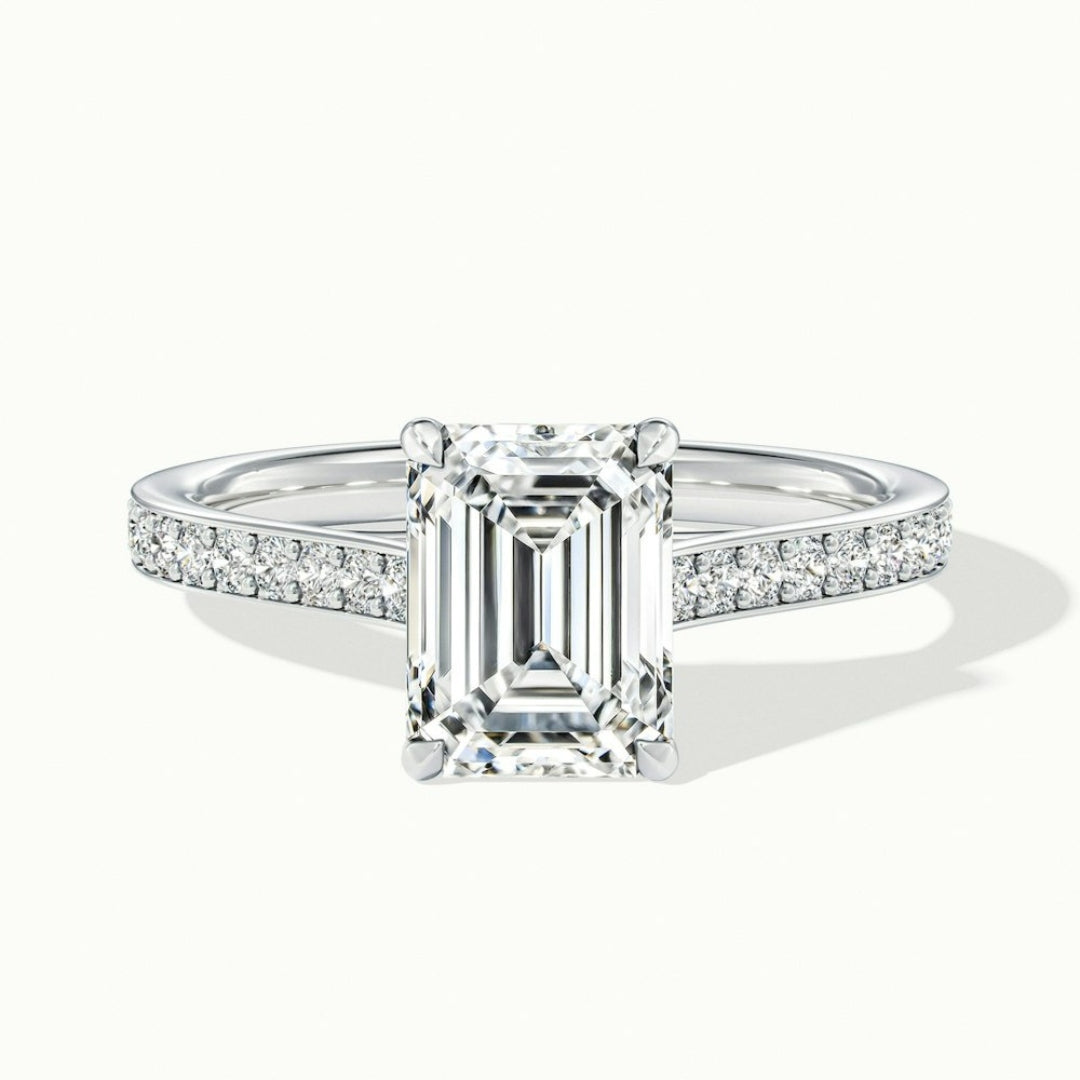 Lab Grown 1.84 CT Emerald Cut Diamond Mid-Century Wedding Ring