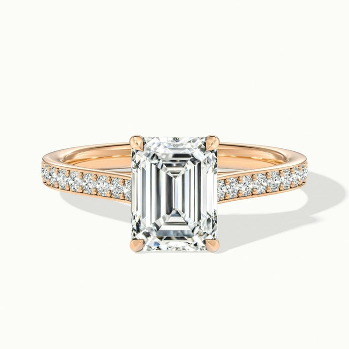 Lab Grown 1.84 CT Emerald Cut Diamond Mid-Century Wedding Ring