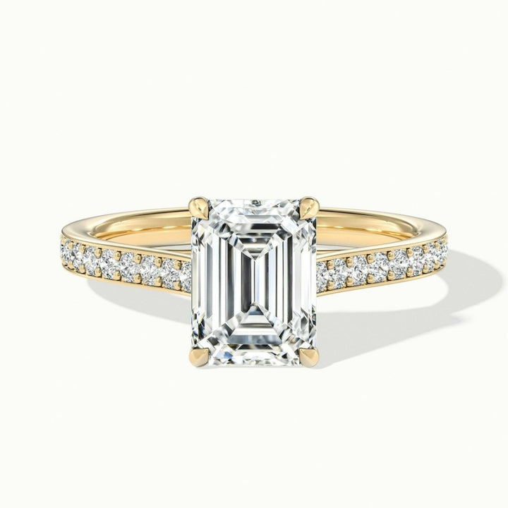 Lab Grown 1.84 CT Emerald Cut Diamond Mid-Century Wedding Ring