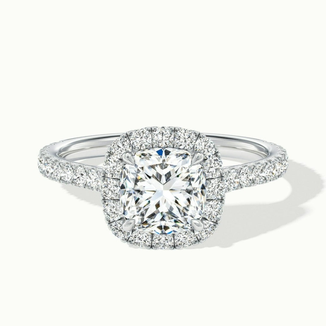 Lab Grown 2.26 CT Cushion Cut Diamond Avant Garde Engagement Ring