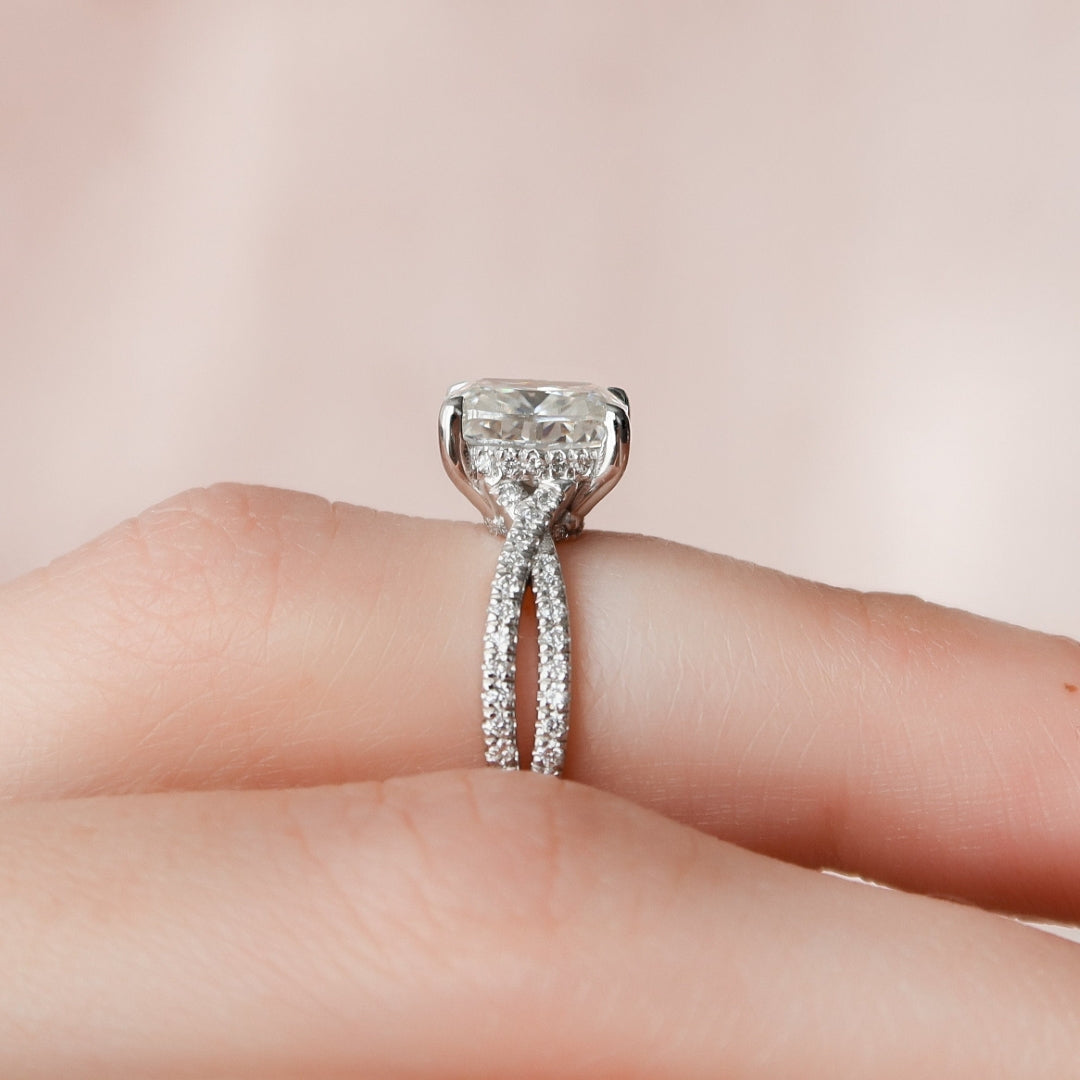 Moissanite 2.45 CT Cushion Cut Diamond Victorian Anniversary Ring
