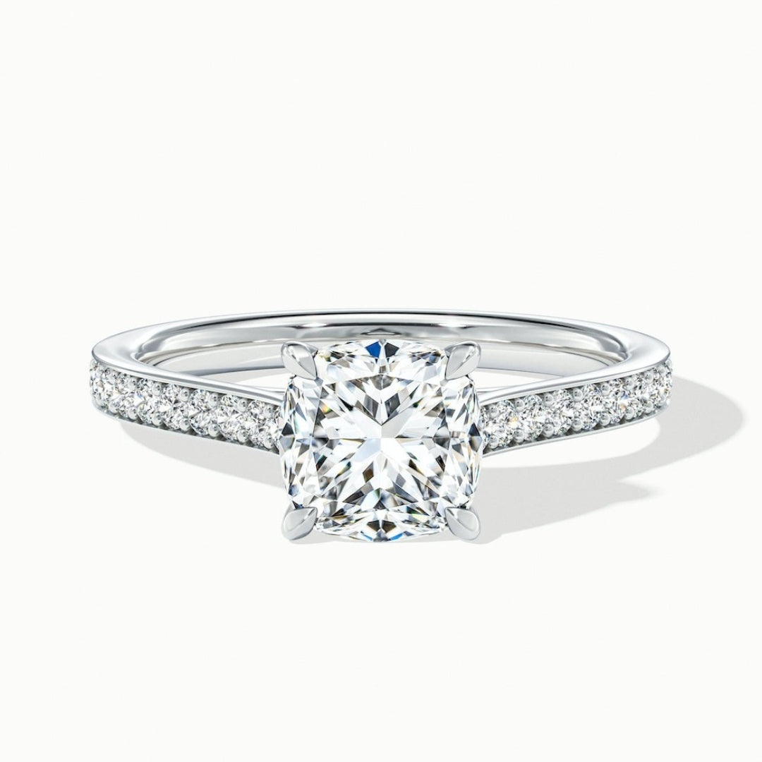 Lab Grown 2.08 CT Cushion Cut Diamond Gothic Engagement Ring