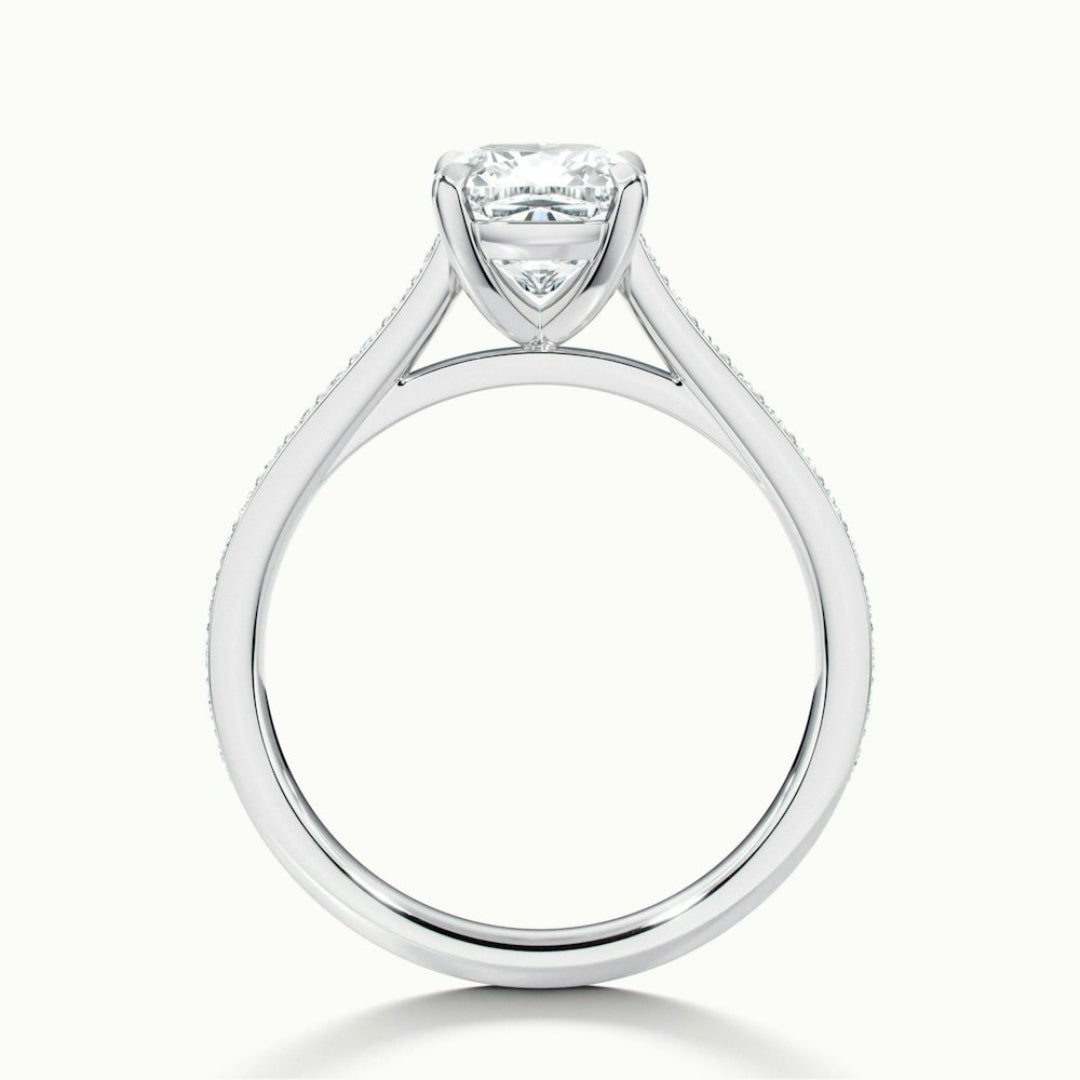 Lab Grown 2.08 CT Cushion Cut Diamond Gothic Engagement Ring