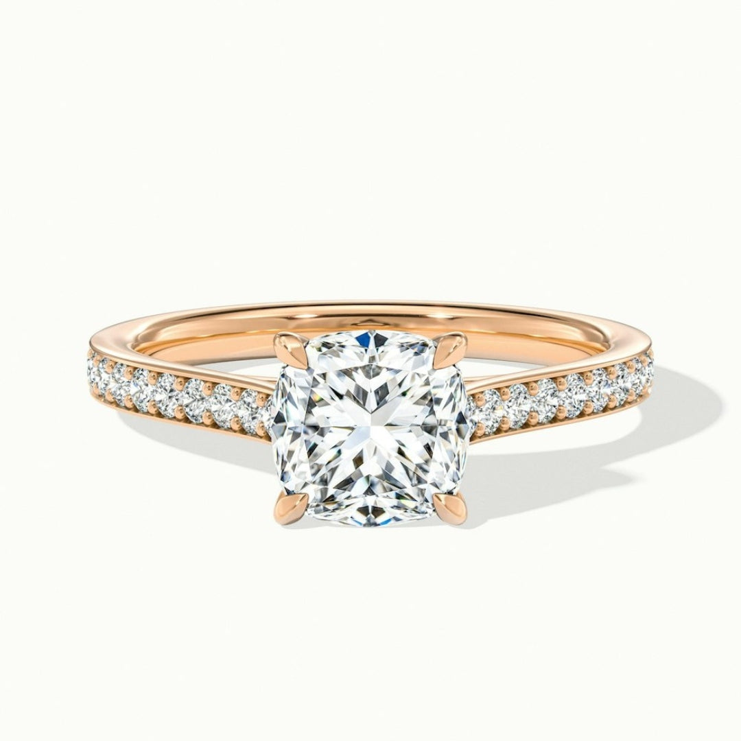 Lab Grown 2.08 CT Cushion Cut Diamond Gothic Engagement Ring