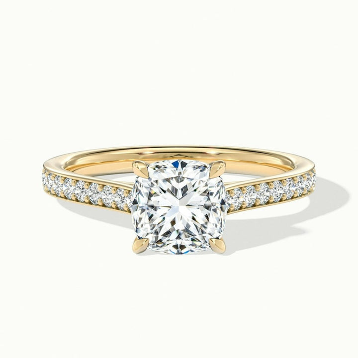 Lab Grown 2.08 CT Cushion Cut Diamond Gothic Engagement Ring