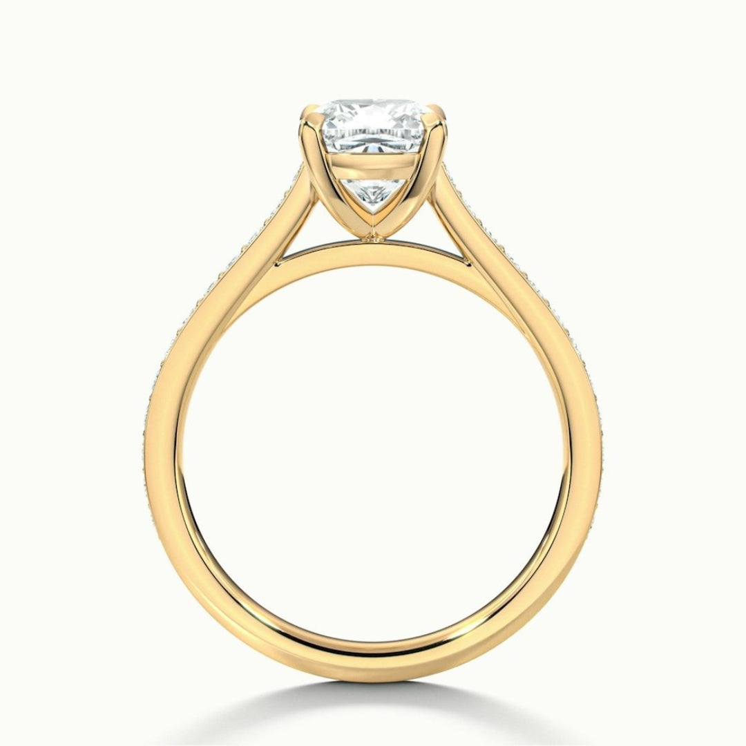 Lab Grown 2.08 CT Cushion Cut Diamond Gothic Engagement Ring