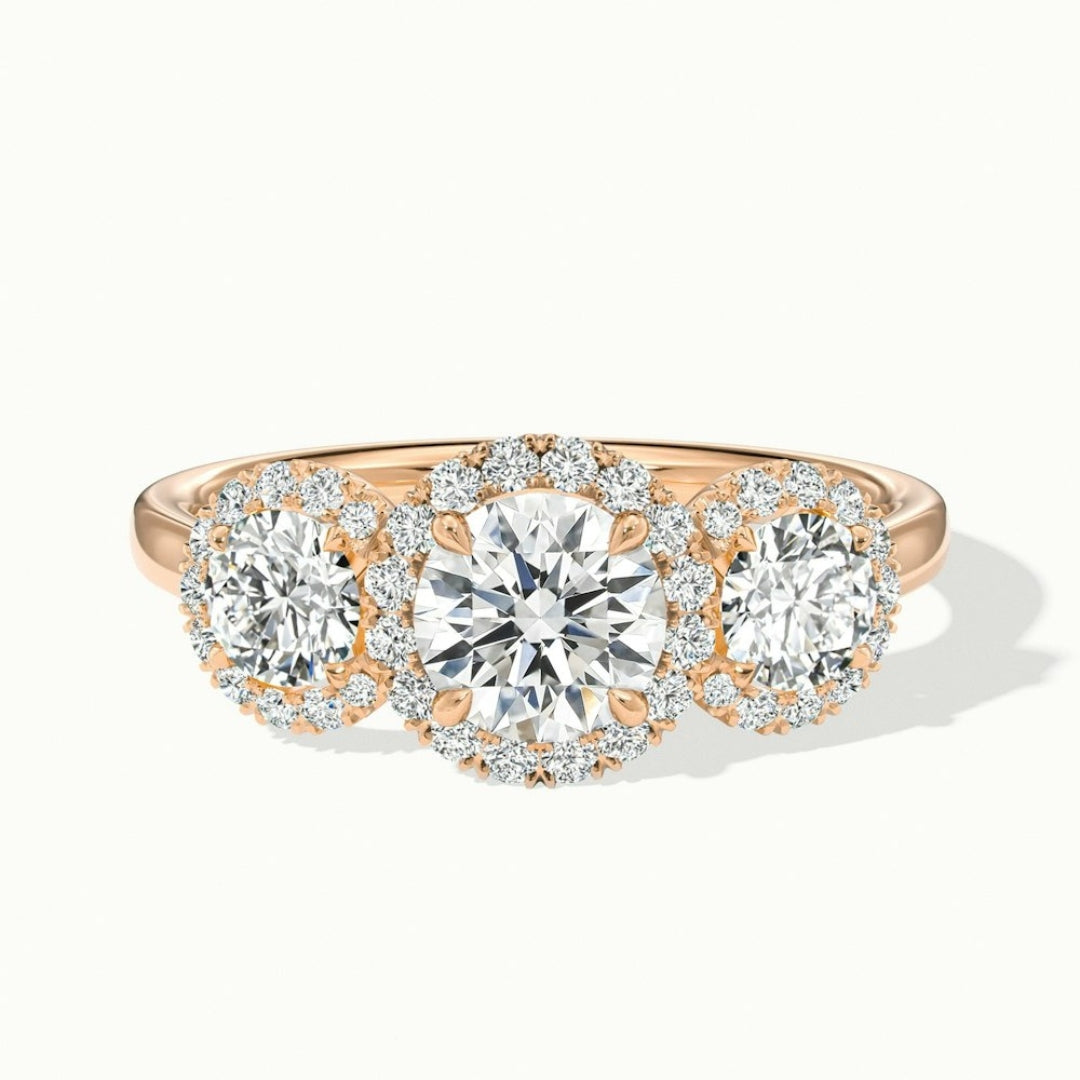 Lab Grown 3.62 CT Round Cut Diamond Art Nouveau Anniversary Ring