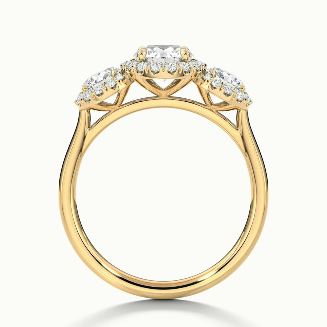 Lab Grown 3.62 CT Round Cut Diamond Art Nouveau Anniversary Ring