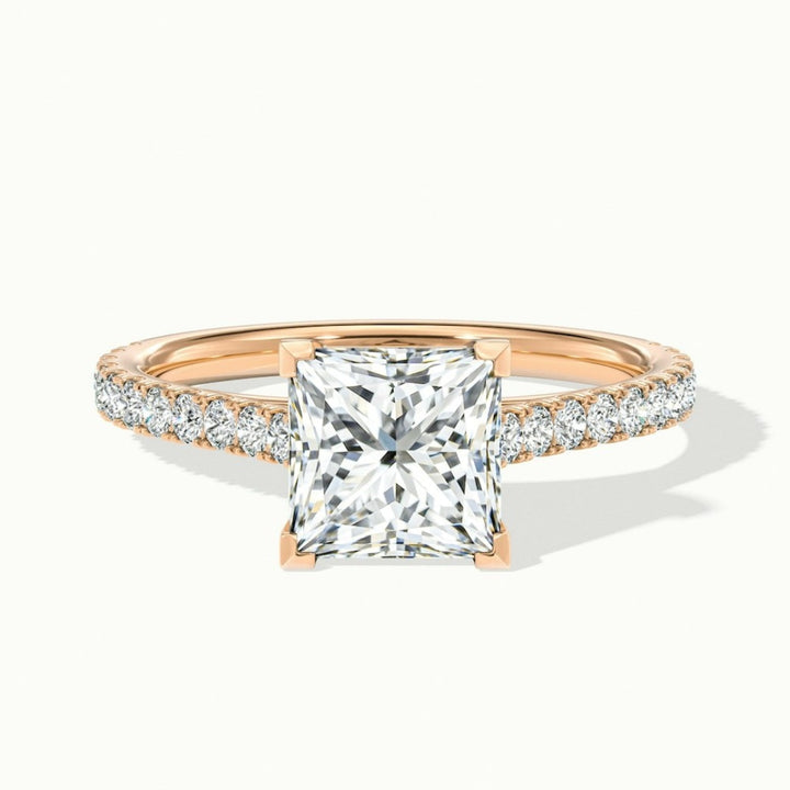 Lab Grown 2.00 CT Princess Cut Diamond Mid-Century Handmade Ring