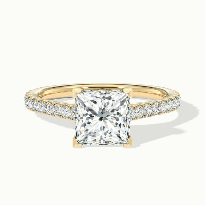 Lab Grown 2.00 CT Princess Cut Diamond Mid-Century Handmade Ring