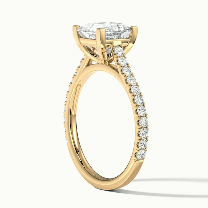 Lab Grown 2.00 CT Princess Cut Diamond Mid-Century Handmade Ring