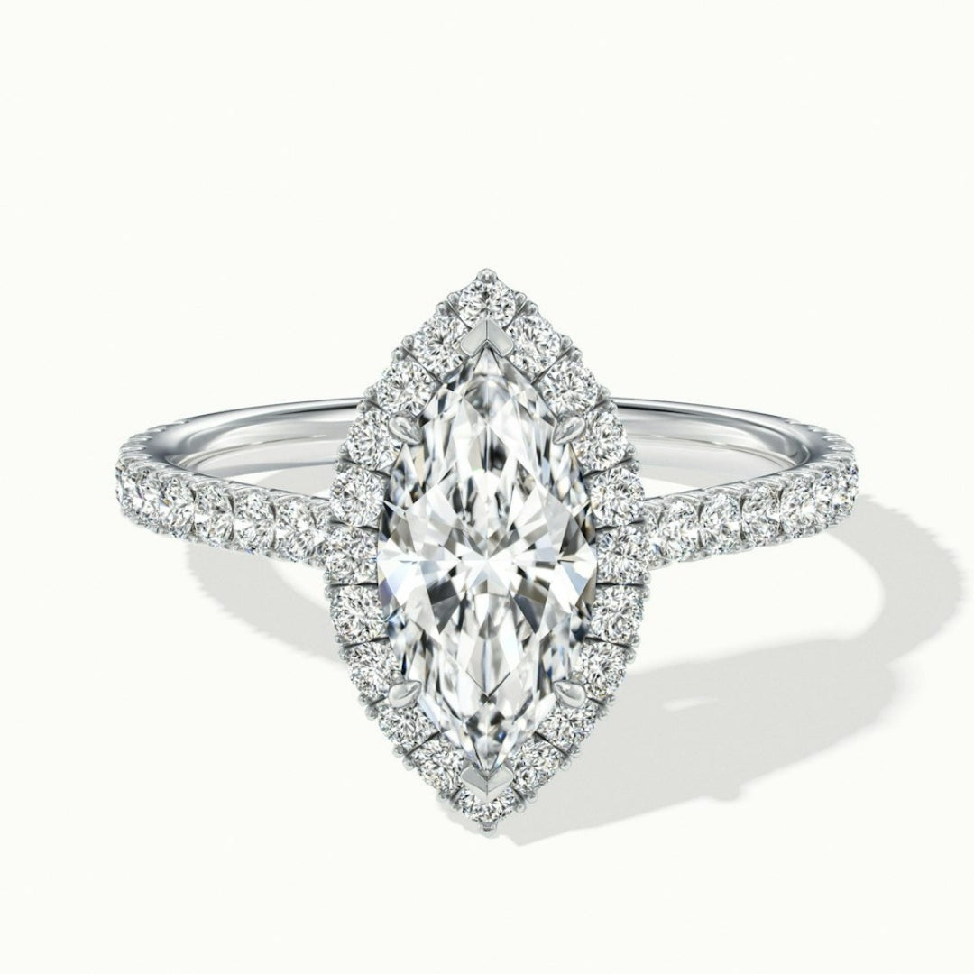 Lab Grown 3.20 CT Marquise Cut Diamond Minimalist Engagement Ring