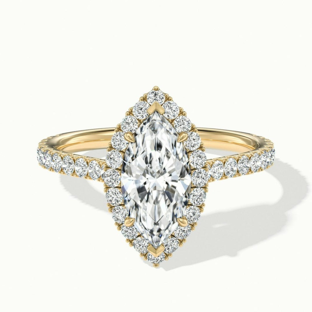 Lab Grown 3.20 CT Marquise Cut Diamond Minimalist Engagement Ring