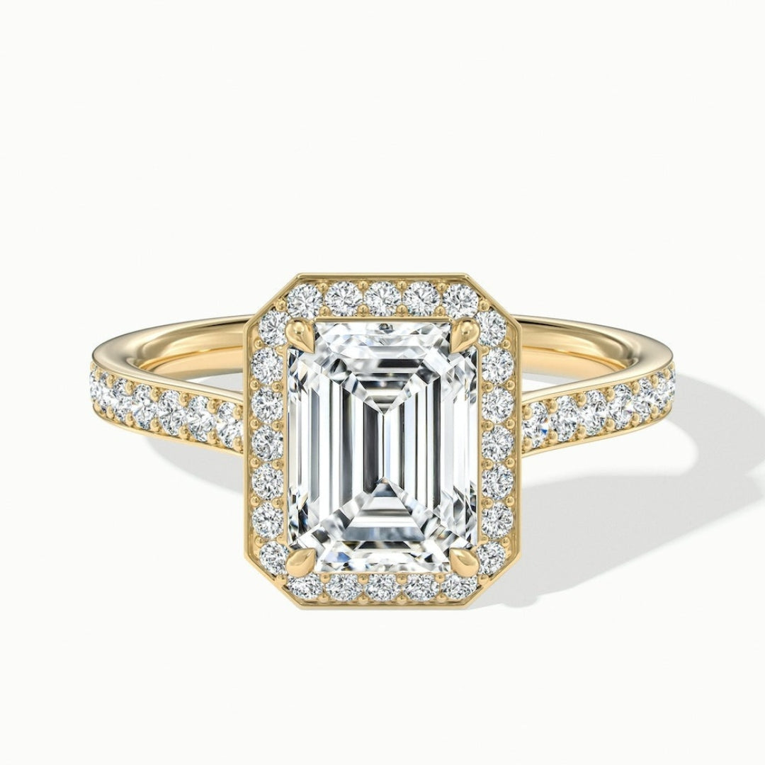 Lab Grown 2.96 CT Emerald Cut Diamond Celtic Wedding Ring