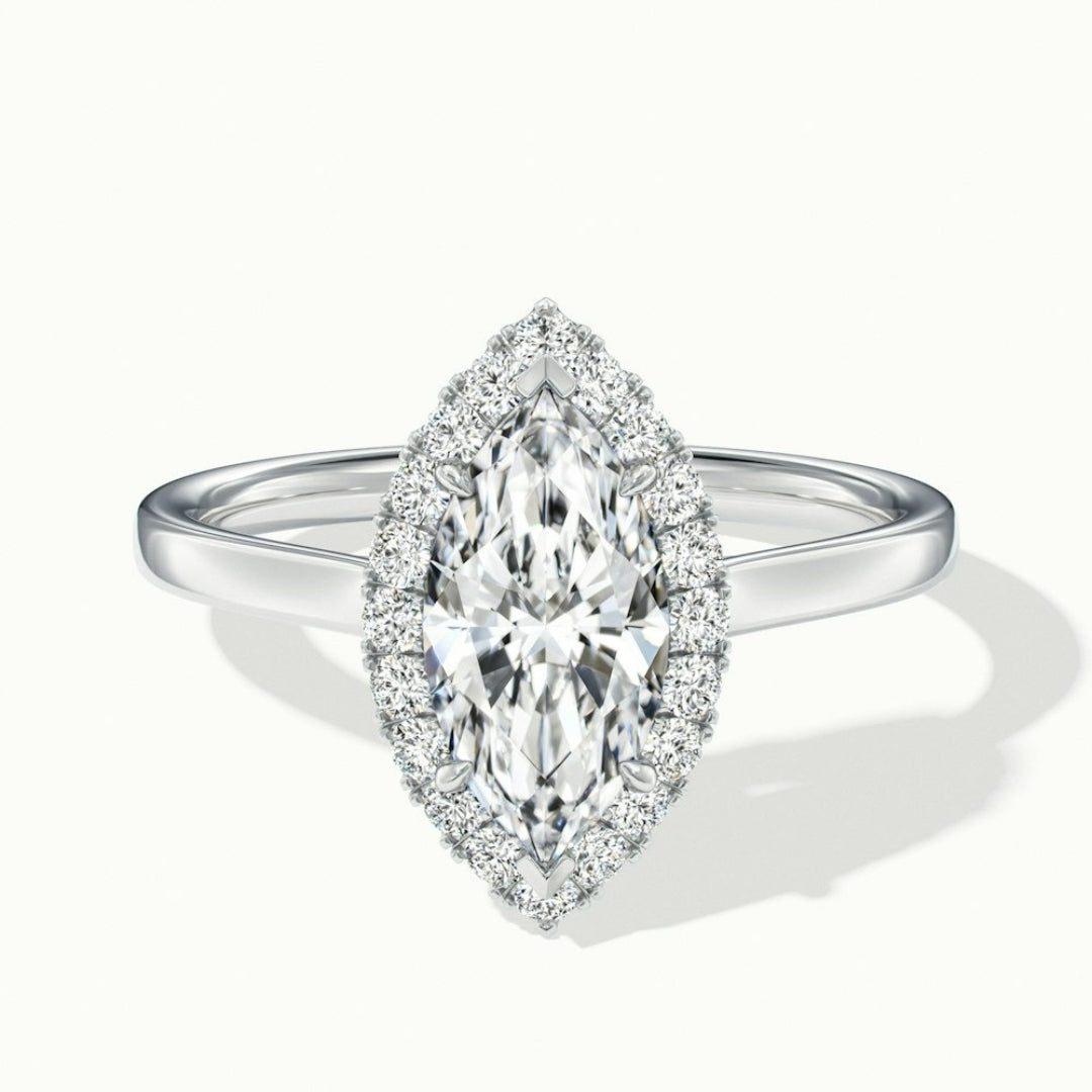 Lab Grown 2.09 CT Marquise Cut Diamond Gothic Handmade Ring