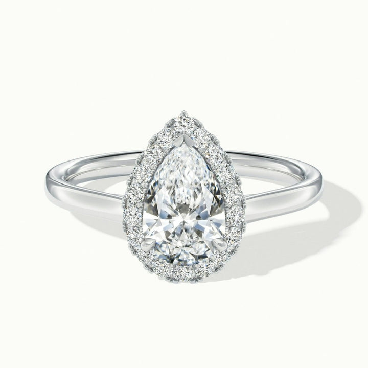 Lab Grown 1.72 CT Pear Cut Diamond Art Deco Engagement Ring