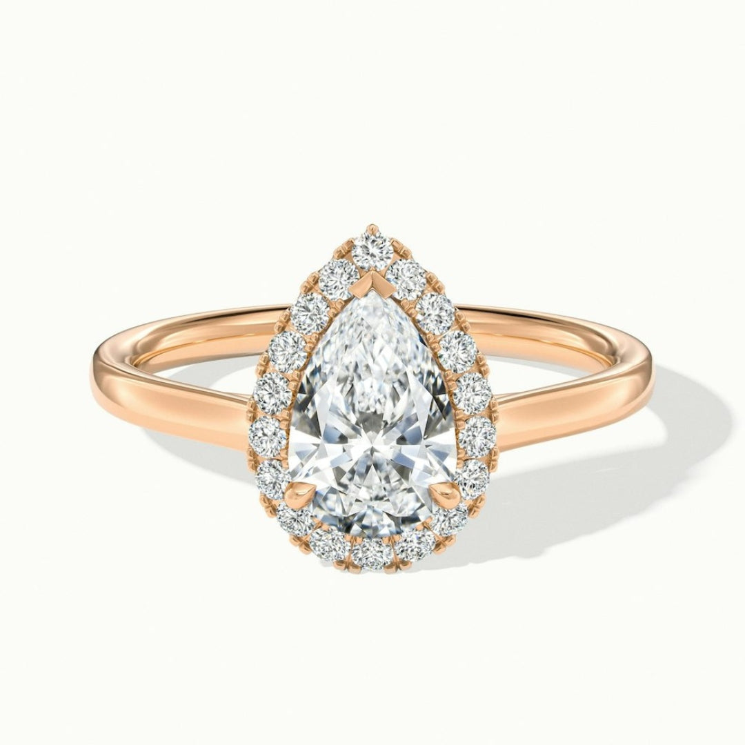 Lab Grown 1.72 CT Pear Cut Diamond Art Deco Engagement Ring