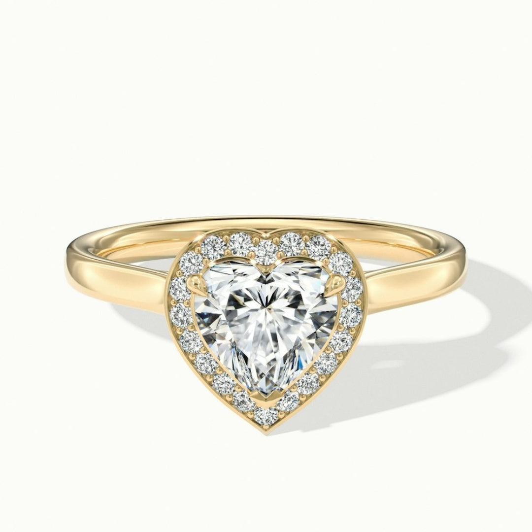 Lab Grown 2.12 CT Heart Cut Diamond Mid-Century Anniversary Ring