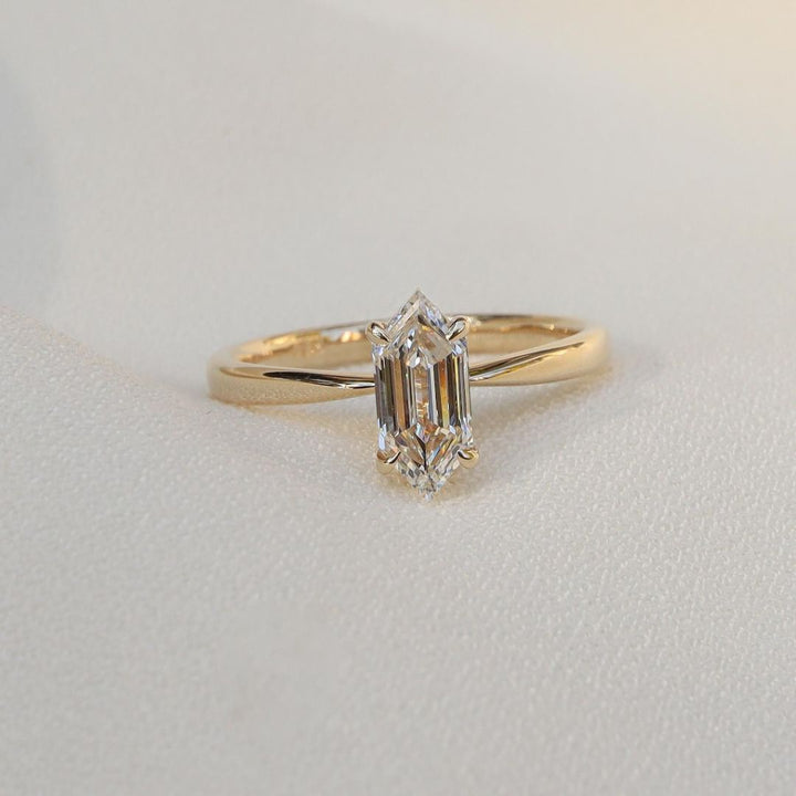 2.30 CT Hexagon Diamond Cut Solitaire Moissanite Ring