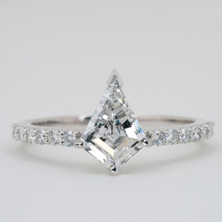 Stunning 3.35 CT Moissanite Kite Cut Side Stone Engagement Ring