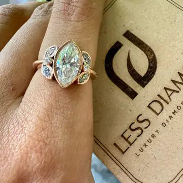 Vintage Engagement Ring with Marquise Moissanite Diamond Beauty