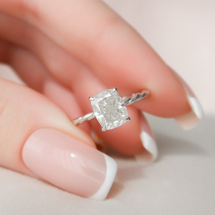 Moissanite 2.65 CT Cushion Cut Diamond Gothic Engagement Ring
