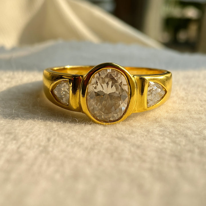 Three Stone 2.71 Carat Oval Cut Diamond Ring