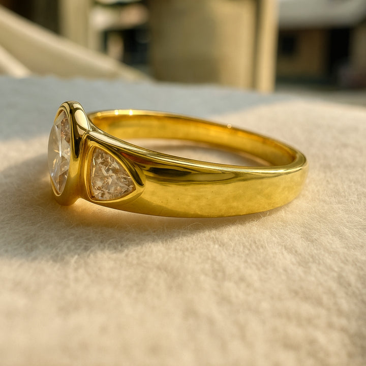 Three Stone 2.71 Carat Oval Cut Diamond Ring
