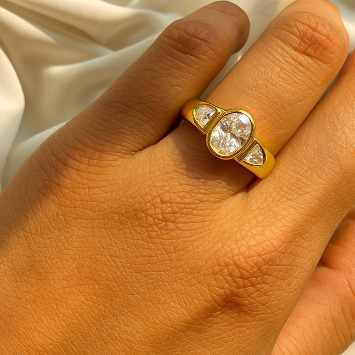 Three Stone 2.71 Carat Oval Cut Diamond Ring