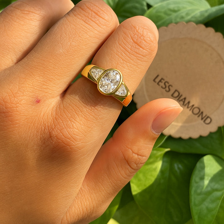 Three Stone 2.71 Carat Oval Cut Diamond Ring